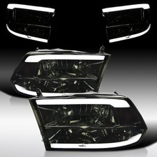 Fit 2009-2018 Dodge Ram 1500 2500 3500 Quad Smoke Headlights LED Tube Headlamps picture