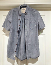 VANS Off The Wall Men's S Gray Solid Short Sleeve Button-Up Pockets Cotton picture