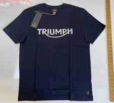 Triumph T-Shirt Mens Large Bamburgh Jet Black Spellout Logo Short Sleeve Casual picture