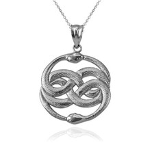 Sterling Silver Double Infinity Ouroboros Snakes Pendant Necklace picture