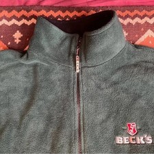 VTG Charles River Apparel Becks Beer Green Pullover Anorak Fleece Jacket Large picture