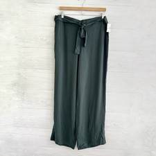 NWT Maurices Dark Green Tie Waist Wide Leg Pants Womens XL Regular Rayon picture