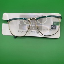 New Vintage Diane von Furstenberg DVF 918 Gold Green Full Rim Eyeglass Frames picture