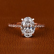 14K Rose Gold 2.50 Ct Oval Cut IGI Certified Lab Grown Diamond Engagement Ring picture