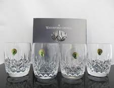 WATERFORD Crystal LISMORE Double Old Fashioned Glass Set of 4 Original Box picture