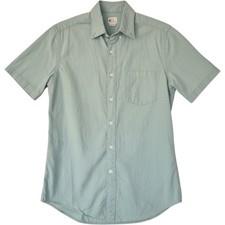 J.Crew Sunwashed Oxford Mens Light Green Short Sleeve Button Down Size S Preppy picture