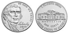 ( 2 )  TWO     2019 - P    BU  Jefferson Nickels from Logistics Rolls. picture