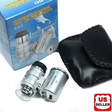 60X Magnifying Loupe Jewelry Jewelers Pocket Magnifier Loop Eye Glass Led Light picture