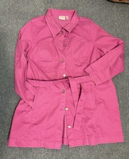 Susan Graver Denim Coat Spring/Fall Raspberry Pink Size 2X with Pockets and Belt picture