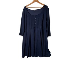 Torrid Fit and Flare Dress Womens 3 Navy Blue 3/4 Sleeve Henley Knit picture
