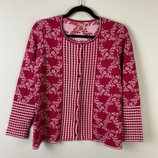 Oleana Espeland Merino Wool Silk Floral Cardigan w/ Tank Top Womens Small picture