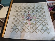 Rare pre-worked needlepoint Petitpoint canvas 27x27 floral geometric pattern NEW picture