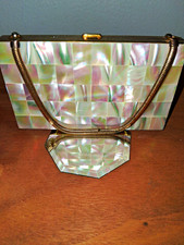 Antique 1950's Marhil Mother Of Pearl Carry All Minaudier picture