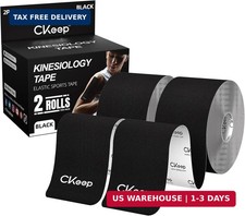 CKeep Kinesiology Tape, Uncut Premium Elastic Athletic Tape 2 Rolls, Black | Ori picture