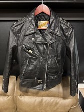 Schott NYC Perfecto 116W Women’s Black Leather Moto Biker Jacket Lined Sz 12 picture
