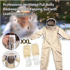 XXL Unisex Professional Cotton Full Body Beekeeping Bee Keeping Suit Veil-Hood picture