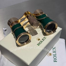 Rolex Green Gold Opera Glasses Binoculars & Pouch Rare Collectible New w/ Box 👑 picture