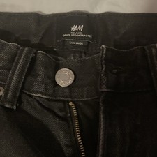H&M Unisex Adults Relaxed Straight Black Dark Wash Denim Jeans Size 29 picture