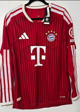 adidas Bayern Munich Red White Long Sleeve Soccer Jersey Shirt picture