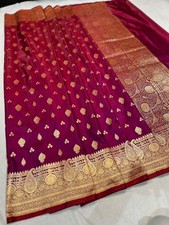 Luxury Banarasi Katan Silk Saree with Gold Zari Buti Work | Wedding Festiv picture