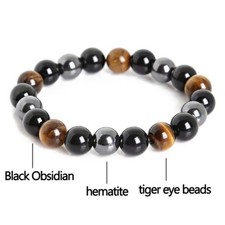 Natural Stone Hematite Tiger Eye Energy Healing Stretch Bracelet for Men Women picture