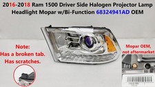 16 -18 Ram 1500 Driver Side Halogen Projector Lamp Headlight Mopar w/Bi-Function picture