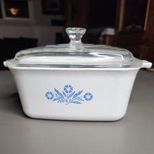 RARE CORNING WARE  P-4-B Casserole 1-1/2 Qt, Blue Cornflower with Pyrex A-13 Lid picture