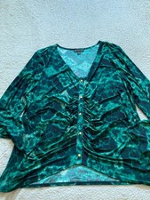 INC International Concepts Women Long Sleeve V-Neck Pleated Blouse Green Size XL picture