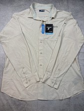 Columbia Titanium Shirt Mens Large Beige Omni-Freeze Ice Long Sleeve Button Up picture