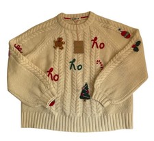 Boden Women Rare Christmas Sweater Size M Aran Hand Embellished Decorations NWT picture