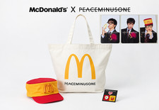 G-DRAGON GD McDonald's x PEACEMINUSONE OFFICIAL PHOTOCARD PIN SET BALL CAP picture