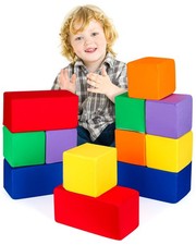 Toddler Foam Buliding Blocks - 12 Piece Fabric Covered in 2 Sizes Stacking Bl... picture