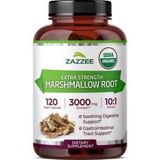 USDA Organic Marshmallow Root 10:1 Extract, 3000 mg Strength, 120 Vegan Capsules picture