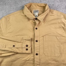 LL Bean Shirt Mens Medium Tan BeanFlex Twill Traditional Untucked Fit Workwear picture