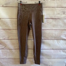 Athleta Rainier Womens Leggings S Brown Reflective Printed Yoga Workout B33 picture