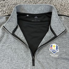 Adidas Men Large 1/4 Zip Performance Pullover 2020 Ryder Cup Gray Black picture