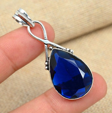 Blue Sapphire Gemstone 925 Sterling Silver Handmade Beautiful Jewelry Pendant picture