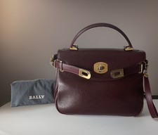 Authentic BALLY Hand bag Burgandy Leather From Japan 01317 picture