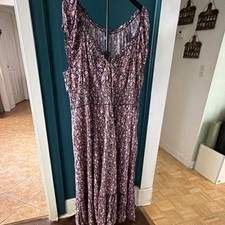 Old Navy Women’s 2XL Regular Black/Pink Floral V-Neck Dress with pockets  picture