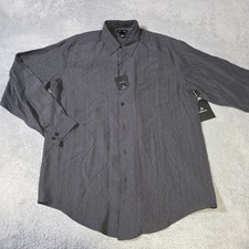 Claiborne Mens L Button Down Shirt Gray 100% Silk Herringbone MERU0862 NWT picture