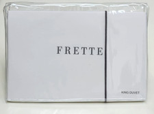 Frette One Bourdon King Duvet Cover White/Grey Cotton Percale picture