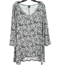 COVINGTON Black/White ABSTRACT PRINT Asymmetrical Hem BLOUSE/TUNIC TOP 3X picture