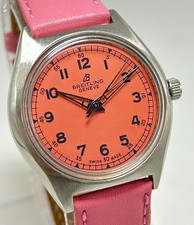 Vintage Breitling Geneve 17 Jewels Manual Winding Swiss Made Pink Dial Men Watch picture