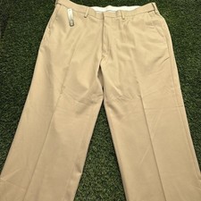 NWT Haggar Smart Fiber Dress Pants Mens 38x30 Khaki Flat Front picture