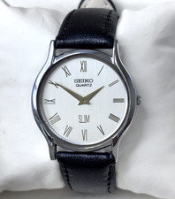 Vintage Refurbished Seiko Slim Tank Silver Quartz Japan Men's Wrist Watch picture