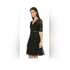 NWT- Rebecca Taylor Black Lace Midi Dress picture