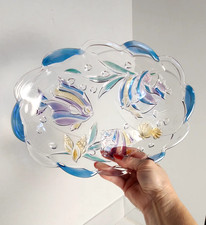 Mikasa Studio Nova Colored Glass Bowl Fish Shells Tropical Catch All 7.5”’Long picture