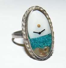 Vintage Mexican Alpaca Storybook Ring - size 7 picture