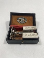 Vintage Ever-Ready Safety Razor w/ Case & 2 Blade Holders Single Chrome picture