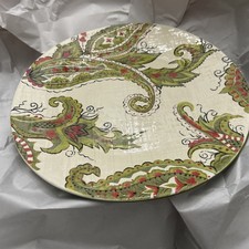 Pier 1 Jardine Green Paisley, Platter or Large Plate 11.5 “ diameter, no tags picture